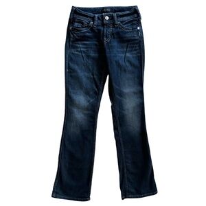 Silver Women’s Jeans Size 27x31. Suki Slim Boot Bootcut blue jeans size 27 dark